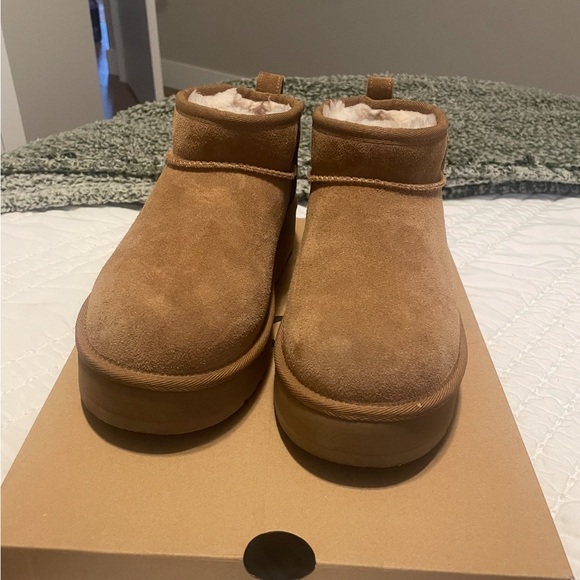 Tan Suede Platform Boots - Picture 7 of 7